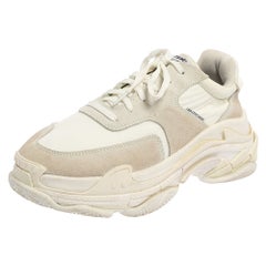 Balenciaga White Nylon And Suede Triple S Sneakers Size 41