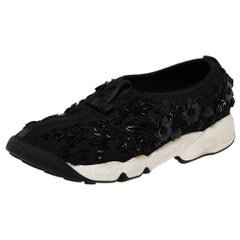 Dior Black Mesh Fusion Embellished Low Top Sneakers Size 39.5