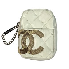 Vintage Chanel White Leather Coin Purse 