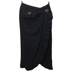 Vivienne Westwood Black Linen Draped Ruffle Skirt