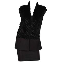 Helmut Lang Black Fur & Wool Vest sz S