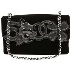 Chanel Black Velvet and Leather Precious Symbols Bag