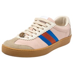 Gucci Multicolor Suede And Leather Web Low Top Sneakers Size 37.5