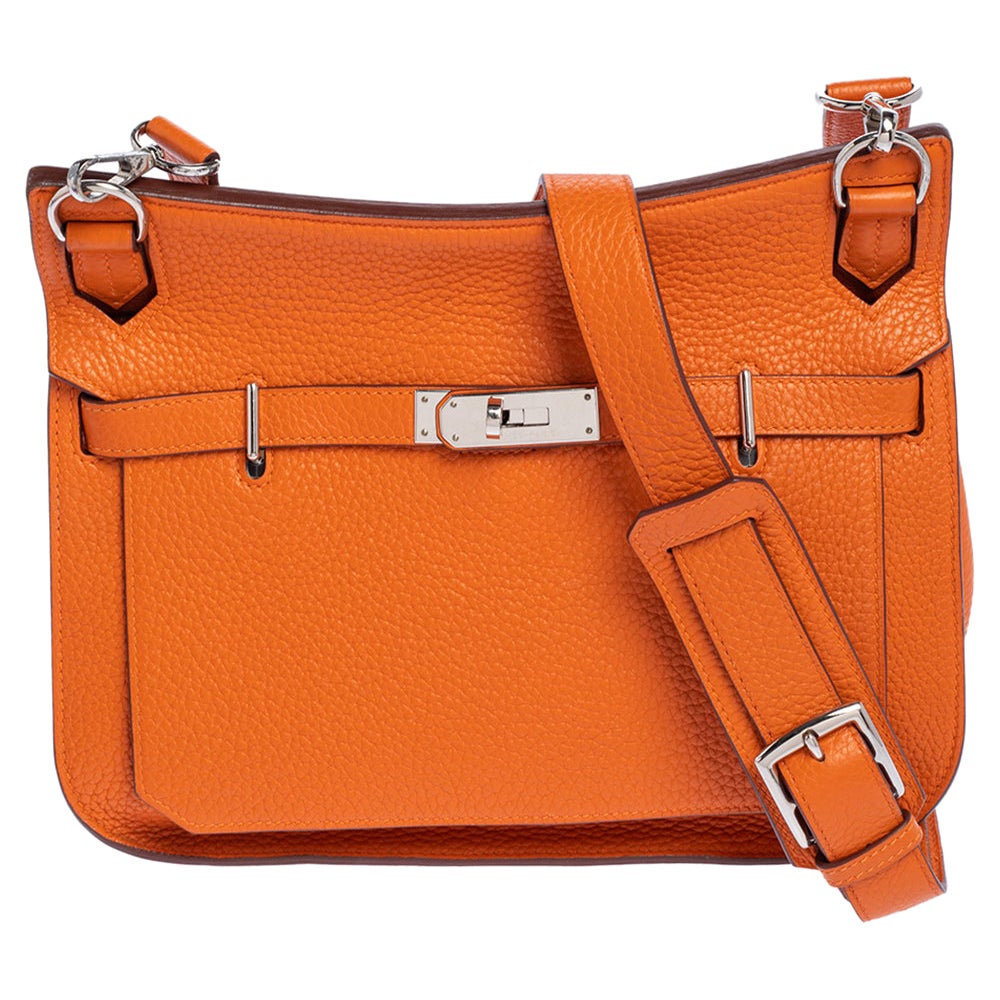 Hermes Orange Taurillon Clemence Leather Jypsiere 28 Bag