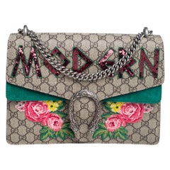 Gucci Beige GG Supreme Canvas and Suede Medium Modern Dionysus Shoulder Bag