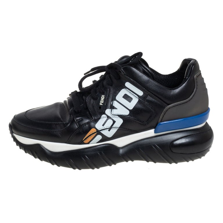 Fendi X Fila Black Leather Fila Mania Platform Sneakers 40 at 1stDibs