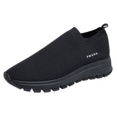 Prada Black Stretch Fabric Low Top Sneakers Size 37