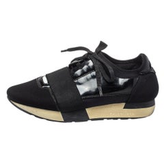 Balenciaga Black Neoprene Race Runner Low Top Sneakers Size 38