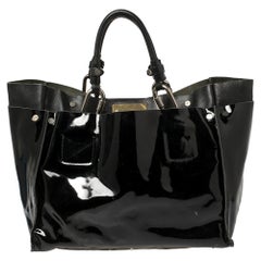 Chloé Cyndi Tote aus schwarzem Lack und Leder