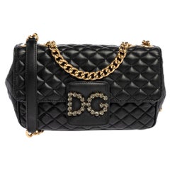 Dolce & Gabbana Black Quilted Leather DG Millennials Shoulder Bag