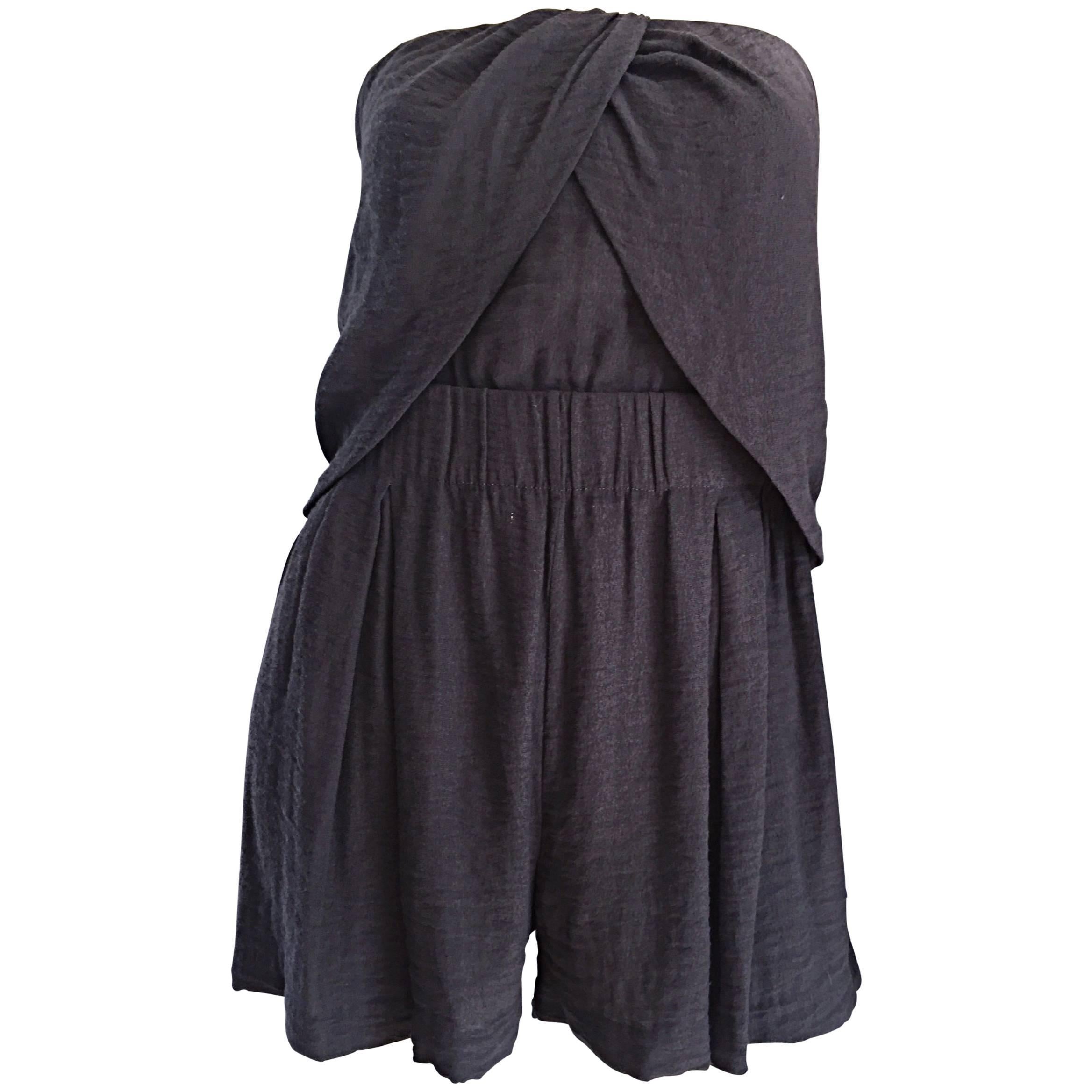 New Elizabeth and James Charcoal Gray Draped Romper Playsuit / Onesie  For Sale