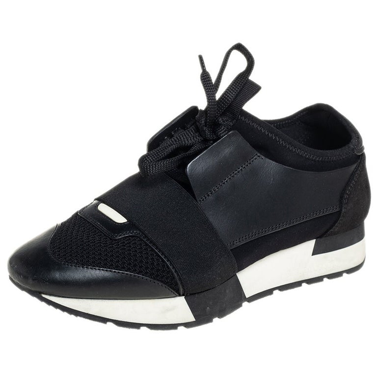 Balenciaga Leather, Suede, Mesh Race Runner Sneakers 37 at