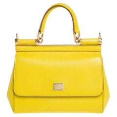 Dolce & Gabbana Yellow Leather Small Miss Sicily Top Handle Bag