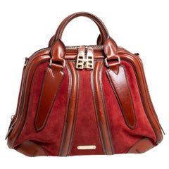 Burberry Brown Leather and Suede Shrimpton Satchel
