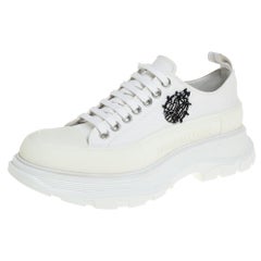 Alexander McQueen White Canvas Tread Low Top Sneakers Size 39.5