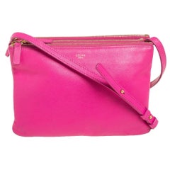 Céline Fuchsia Leather Small Trio Zip Crossbody Bag