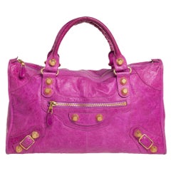 Used Balenciaga Magenta Leather GGH Work Tote