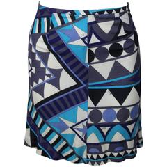 Emilio Pucci Blue Abstract Print Mini Skirt