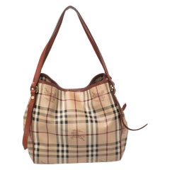 Used Burberry Brown/Beige Haymarket Check Coated Canvas Small Canterbury Tote