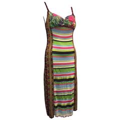 Lacroix Bazaar Trademark Mixed Pattern Knit Cocktail Dress w/ Sequin Bust
