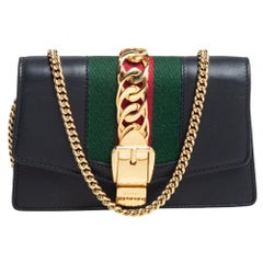 Gucci Black Leather Super Mini Sylvie Crossbody Bag
