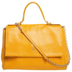 Carolina Herrera Yellow Leather Minuetto Flap Top Handle Bag