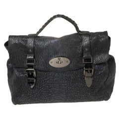 Used Mulberry Metallic Blue/Black Textured Leather Alexa Satchel