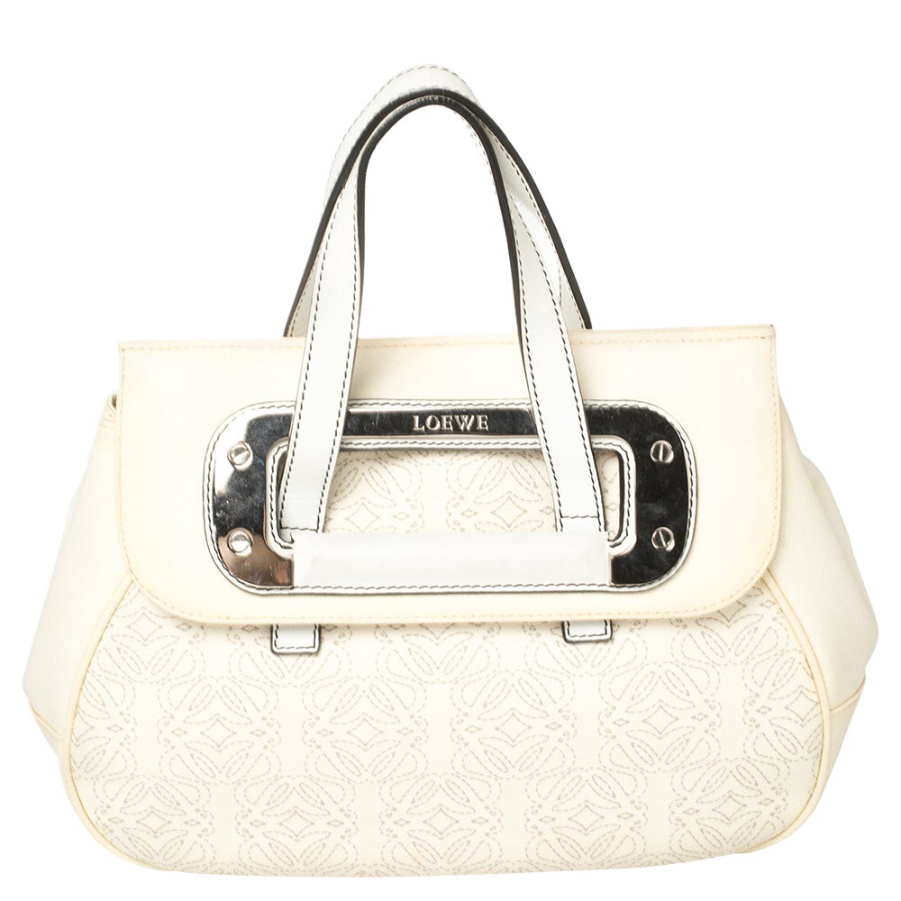 Loewe Off White Anagram PVC and Leather Cut Out Flap Satchel