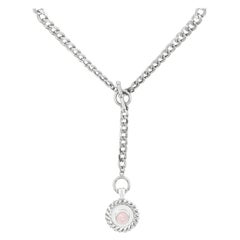 Sterling Silver with Rose Quartz Wheat Sheaf Coin Lariat Chain Necklace