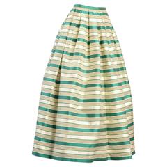 Stunning 1960s Saks 5th Ave Silk Organza Striped Maxi Skirt