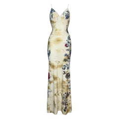 2002 Roberto Cavalli Tiger Tattoo Nylon Bodycon Maxi Dress