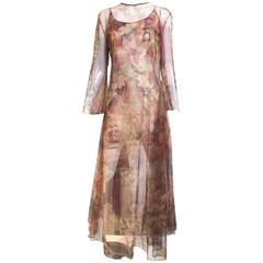 Vintage Gianfranco Ferre sheer print 2 piece ensemble, 1990s