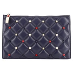 Valentino Candystud Zip Pouch Leather Large
