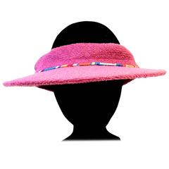 New Hermes Terry Cloth Purple Hat Visor - Size 56
