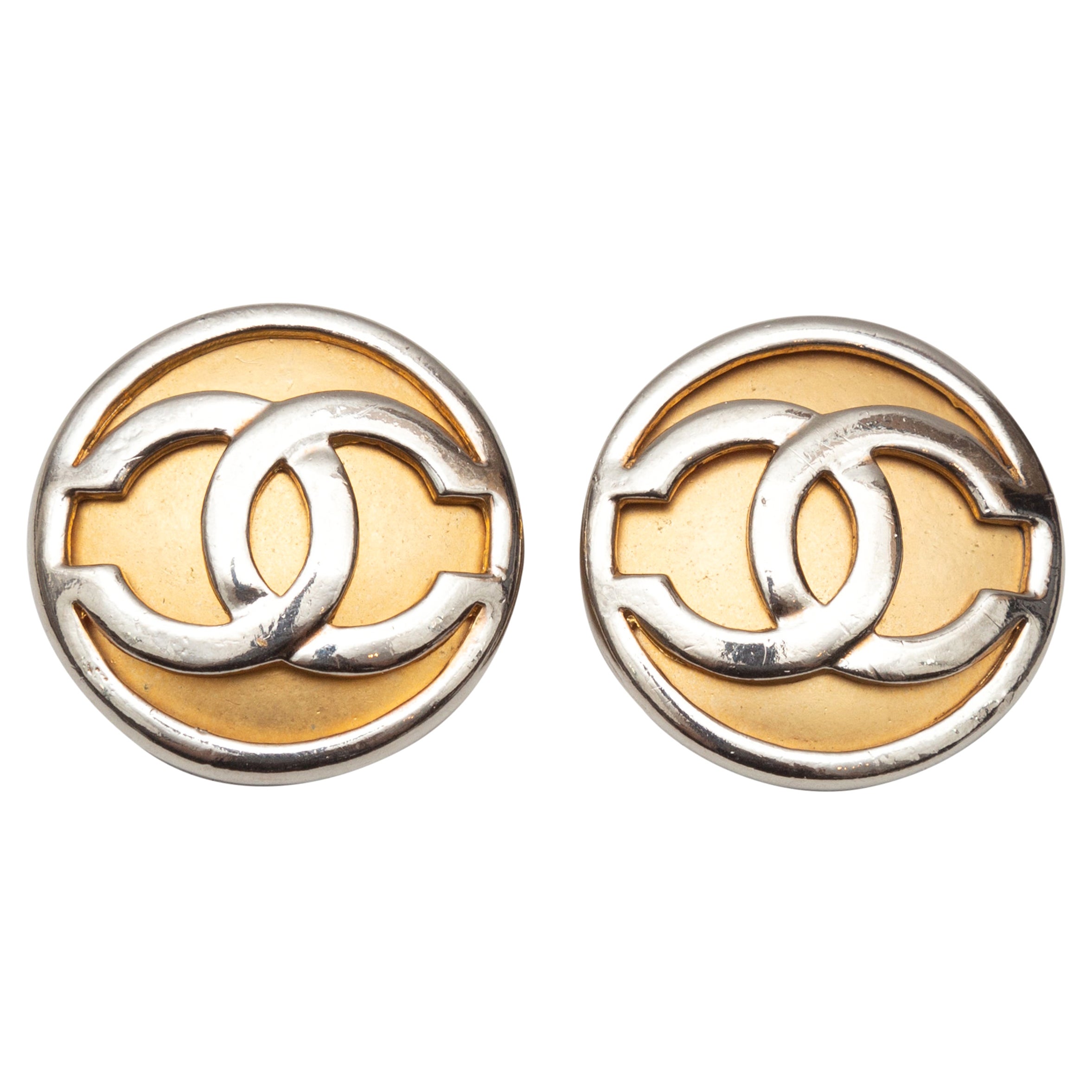 Chanel Gold & Silver CC Clip-On Earrings