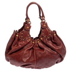 Gucci Copper GG Leather Guccissima Pelham Studded Hobo