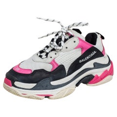 Balenciaga Multicolor Nubuck And Mesh Triple S Lace Up Sneakers Size 38