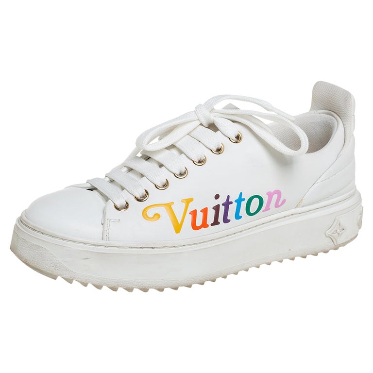 LOUIS VUITTON Timeout line laces logo shoes sneakers Leather White/pink