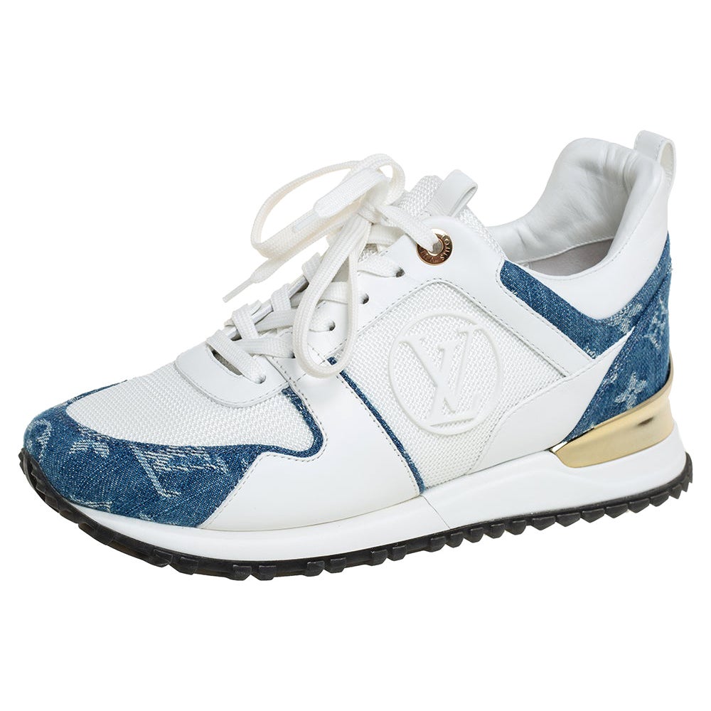 Louis Vuitton White/Denim Canvas And Mesh Run Away Sneakers Size 35.5