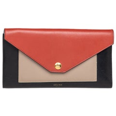 Celine Tri Color Leather Envelope Clutch