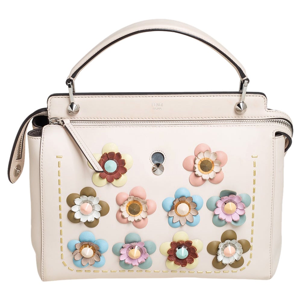 Fendi Multicolor Leather Medium Flowerland Dotcom Top Handle Bag at ...