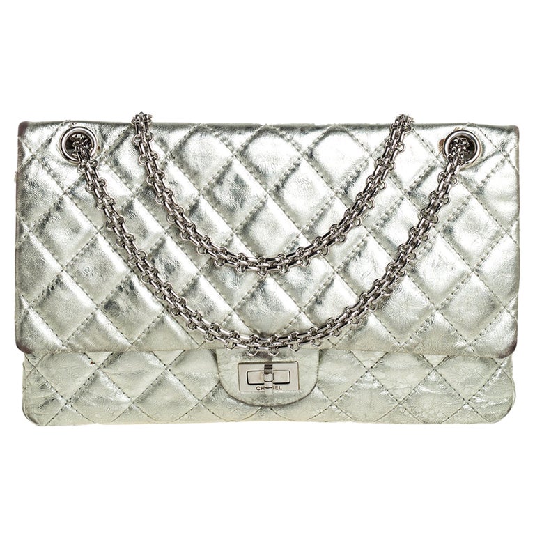 Chanel Silver Quilted Leather Reissue 2.55 Classic 226 Flap Bag at 1stDibs