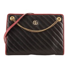 Gucci GG Marmont Accordion Shoulder Bag Diagonal Quilted Leather Medium