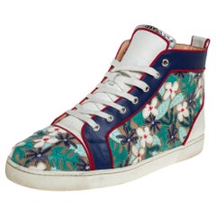 Christian Louboutin Multicolor Embroidered Louis Patch High Top Sneakers Size 45