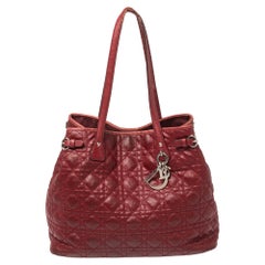 Dior Red Cannage Coated Canvas and Leather Medium Panarea Tote