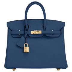 Hermes Birkin 25 bleu profond:: sac marine bijoutier:: quincaillerie or:: timbre Z:: 2021