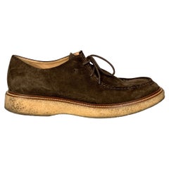 TOD'S Size 11 Brown Suede Crepe Sole Lace Up Shoes