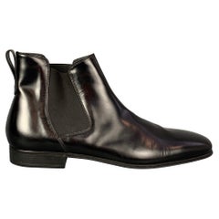 SALVATORE FERRAGAMO Size 11 Black Leather Pull On Chelsea Boots
