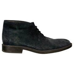 TOD'S Size 11 Navy Leather Lace Up Chukka Boots