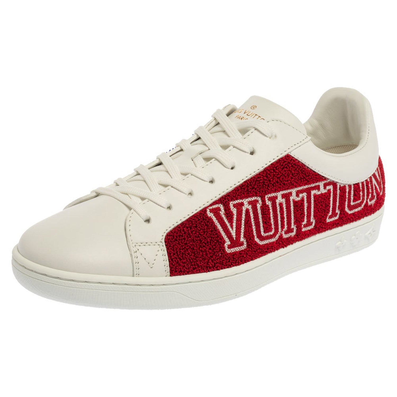 [PRE LOVED] Louis Vuitton Men's Luxembourg Sneakers in White with red  leather lining Size 8US